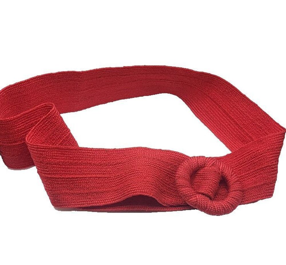 Vintage 80s Woven Wide Red Belt Made in Taiwan 36in long 2in wide